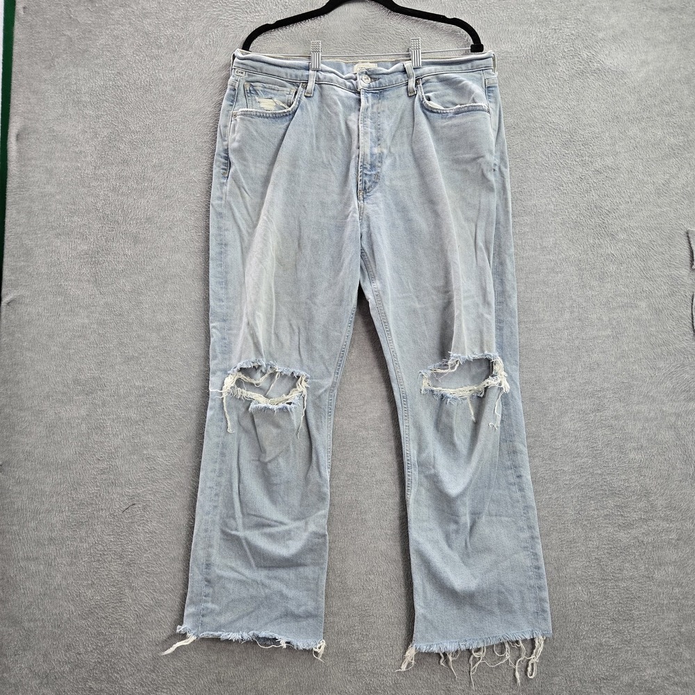 Citizens Of Humanity Women Jeans 32 Blue Denim Daphne Crop Straight Distressed